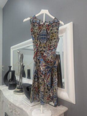 AGB Printed Sleeveless Wrap Dress – Multicolor – Size 6